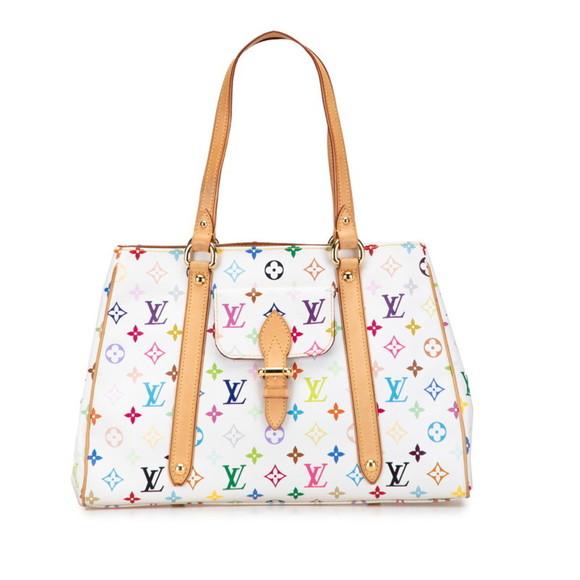 Louis Vuitton Monogram Multicolore Aurelia MM Tote Bag M40094 Blanc White Lea... - Picture 1 of 10